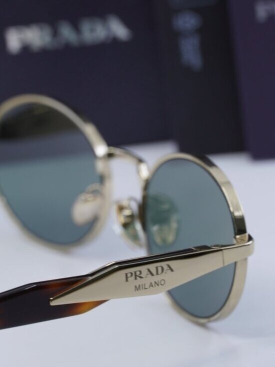 Prada PR65ZS ZVN70L Oval Sunglasses – Pale Gold\\Dark Green main image 8